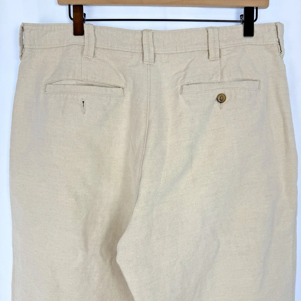 Vintage Linen Blend Pants Mens 36x29 Ivory White Trousers Y2K 90s St Johns Bay